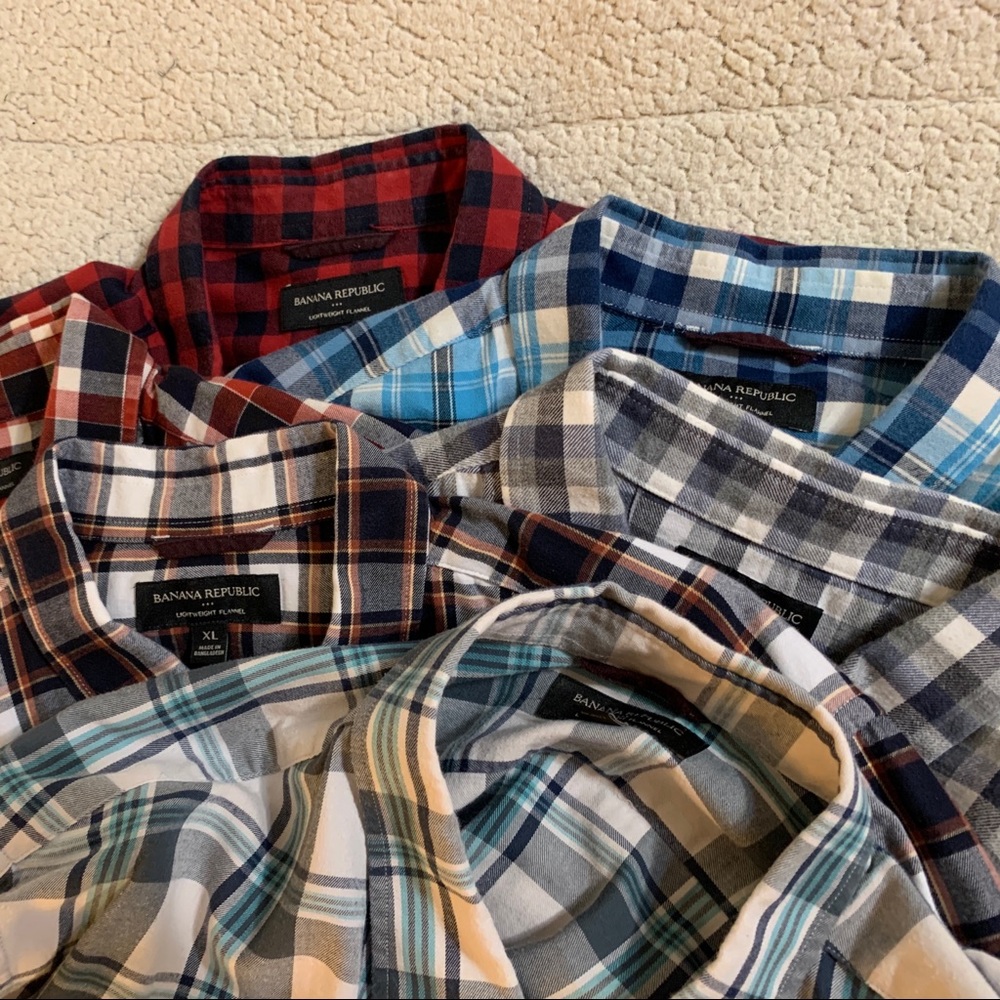 Lot of Seven lightweight banana republic flannel shirts